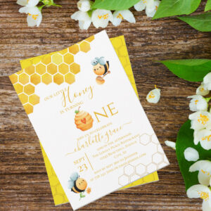 Our Little Honey is Turning One Bee Birthday Invitation