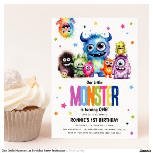 Our Little Monster 1st Birthday Party Invitation