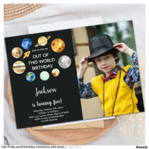 Out of this world birthday invitations with photo