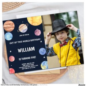 Out of this world birthday Invitations with photo