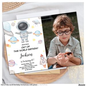 Out of this world birthday Invitations with photo