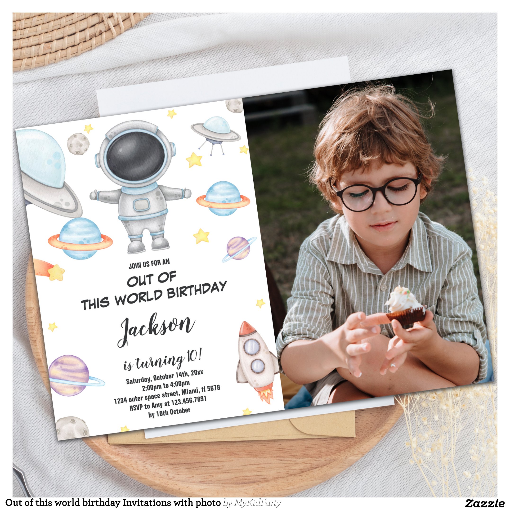 Out of this world birthday Invitations with photo