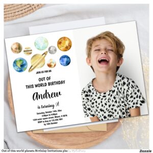 Out of this world planets Birthday Invitations pho