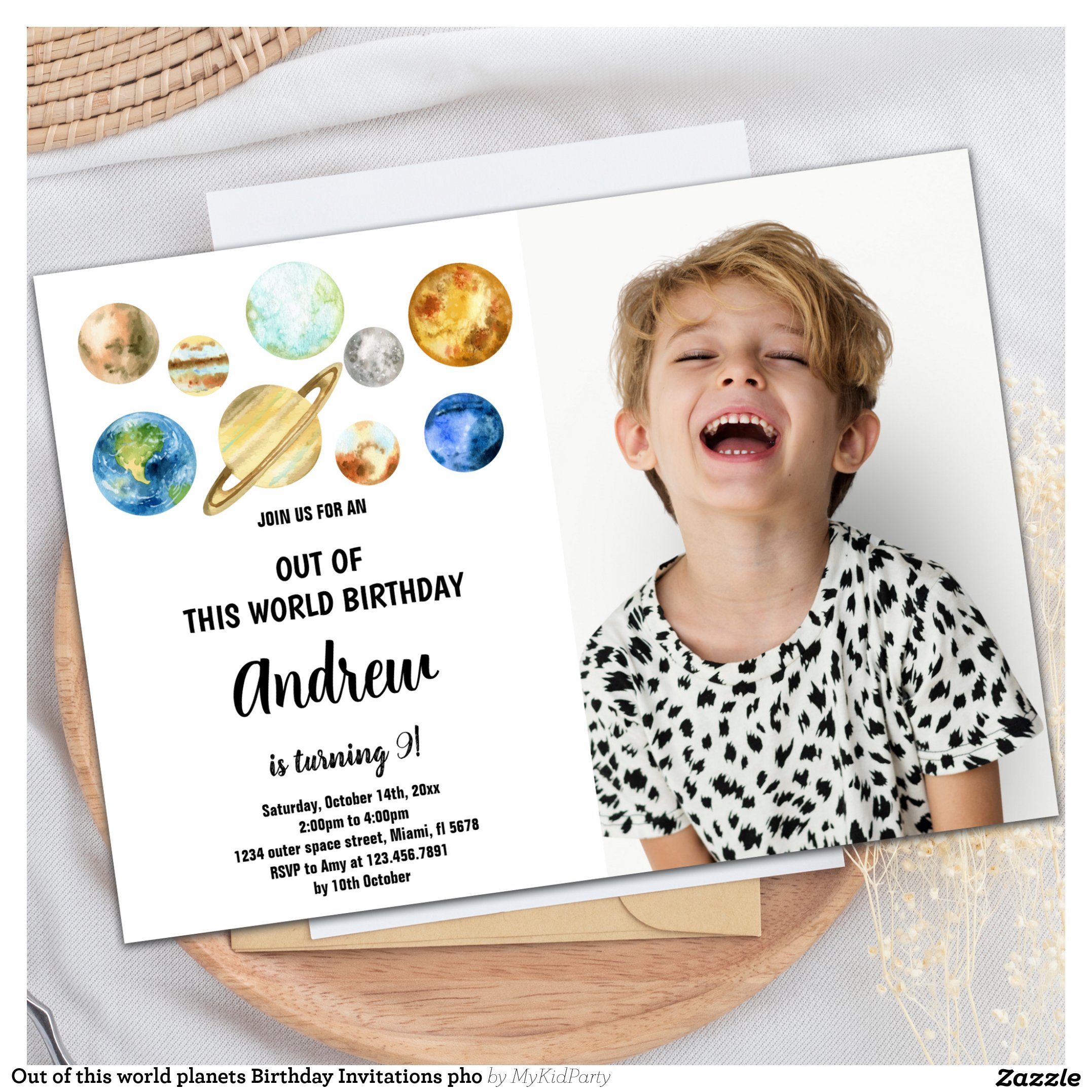 Out of this world planets Birthday Invitations pho