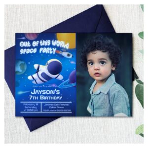 Out of this World Space Party with Photo Invitation