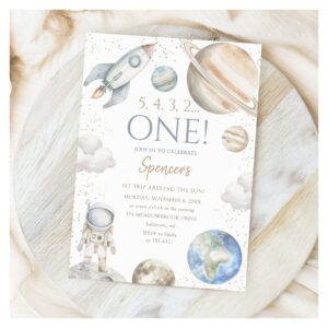 Outer Space 1st Birthday First Trip Around the Sun Invitation
