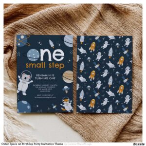 Outer Space 1st Birthday Party Invitation Theme