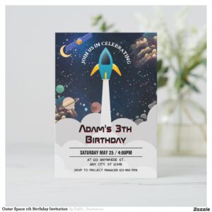 Outer Space 1th Birthday Invitation