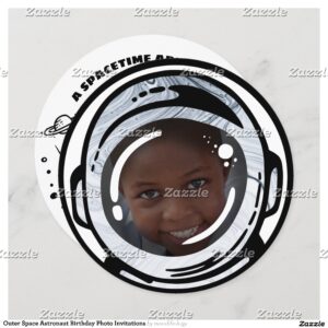 Outer Space Astronaut Birthday Photo Invitations