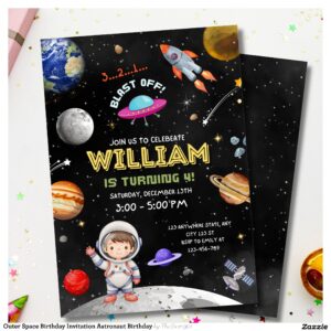 Outer Space Birthday Invitation Astronaut Birthday