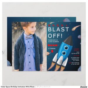 Outer Space Birthday Invitation With Photo
