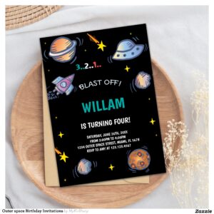 Outer space Birthday Invitations
