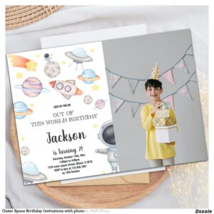 Outer Space Birthday Invitations with photo
