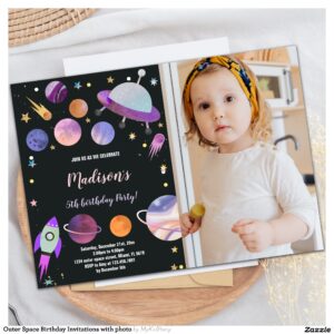 Outer Space Birthday Invitations with photo