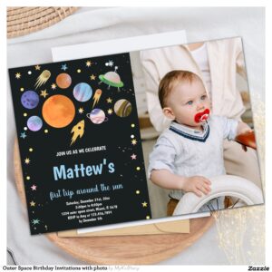 Outer Space Birthday Invitations with photo