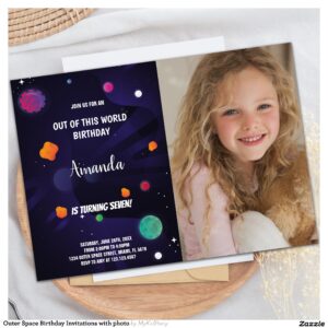 Outer Space Birthday Invitations with photo