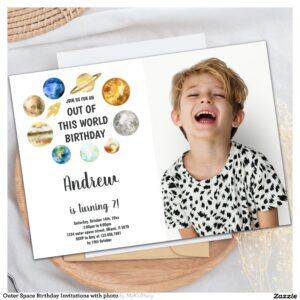 Outer Space Birthday Invitations with photo