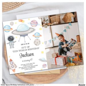 Outer Space Birthday Invitations with photo