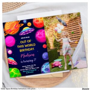 Outer Space Birthday Invitations with photo