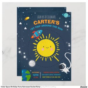 Outer Space Birthday Party Astronaut Rocket Party Invitation