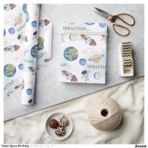 Outer Space Birthday Wrapping Paper