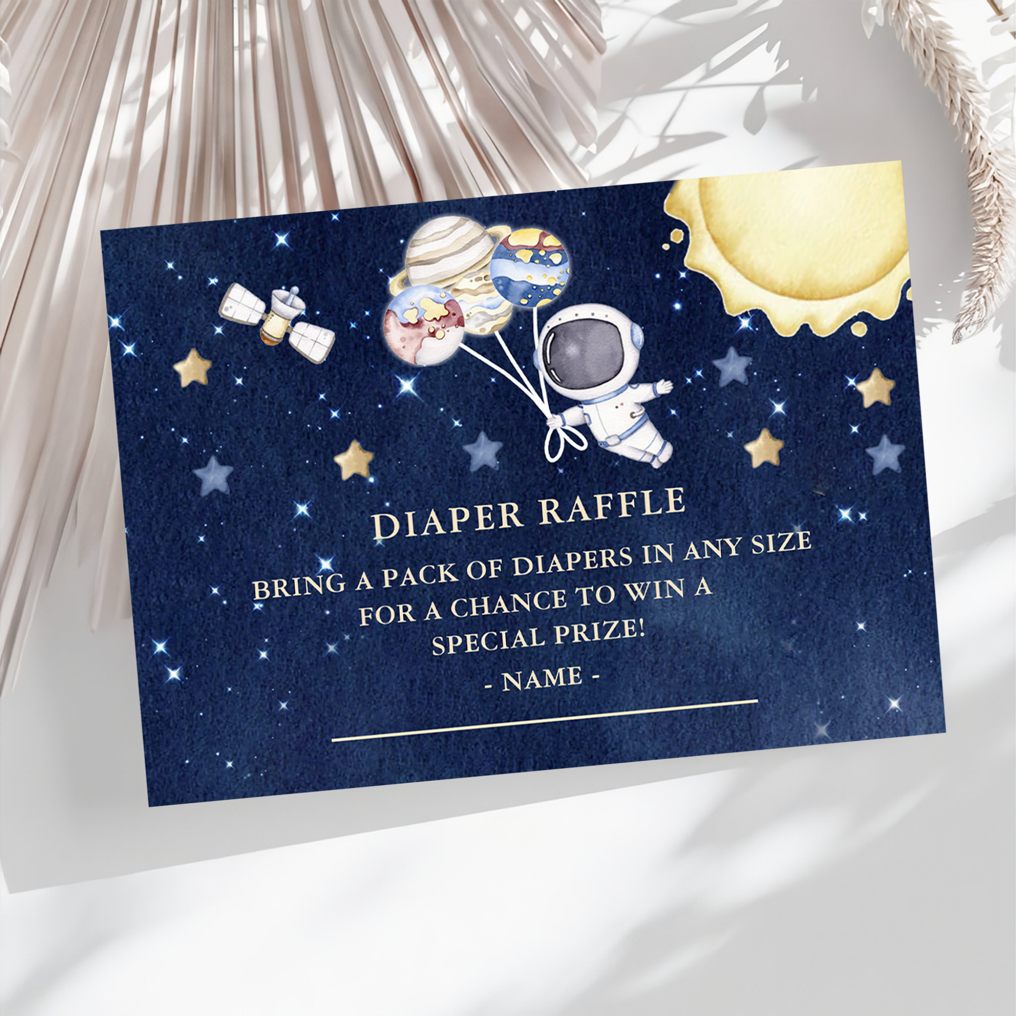 Outer Space Boys Baby Shower Diaper Raffle Ticket Enclosure Card