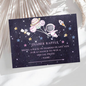 Outer Space Boys Baby Shower Diaper Raffle Ticket Enclosure Card