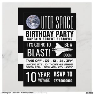 Outer Space, Children's Birthday Party Invitation
