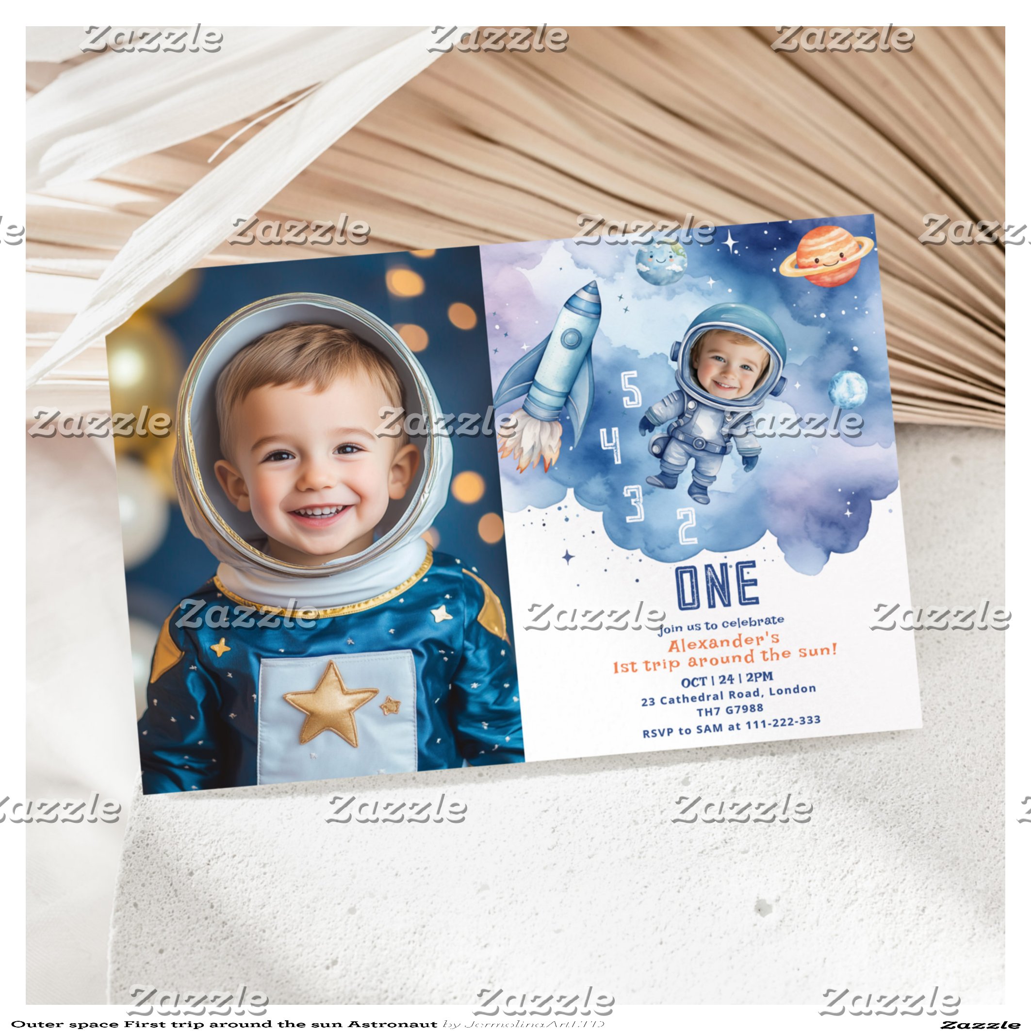 Outer space First trip around the sun Astronaut Invitation