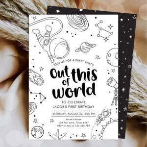 Outer Space Galaxy Out of this World Boy Birthday Invitation