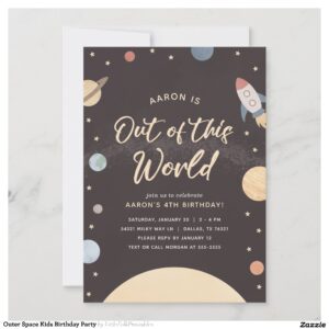 Outer Space Kids Birthday Party Invitation