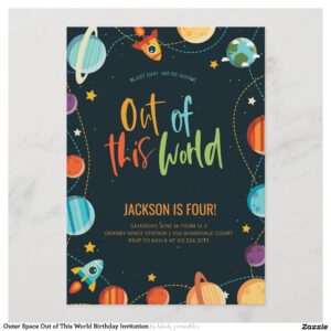 Outer Space Out of This World Birthday Invitation