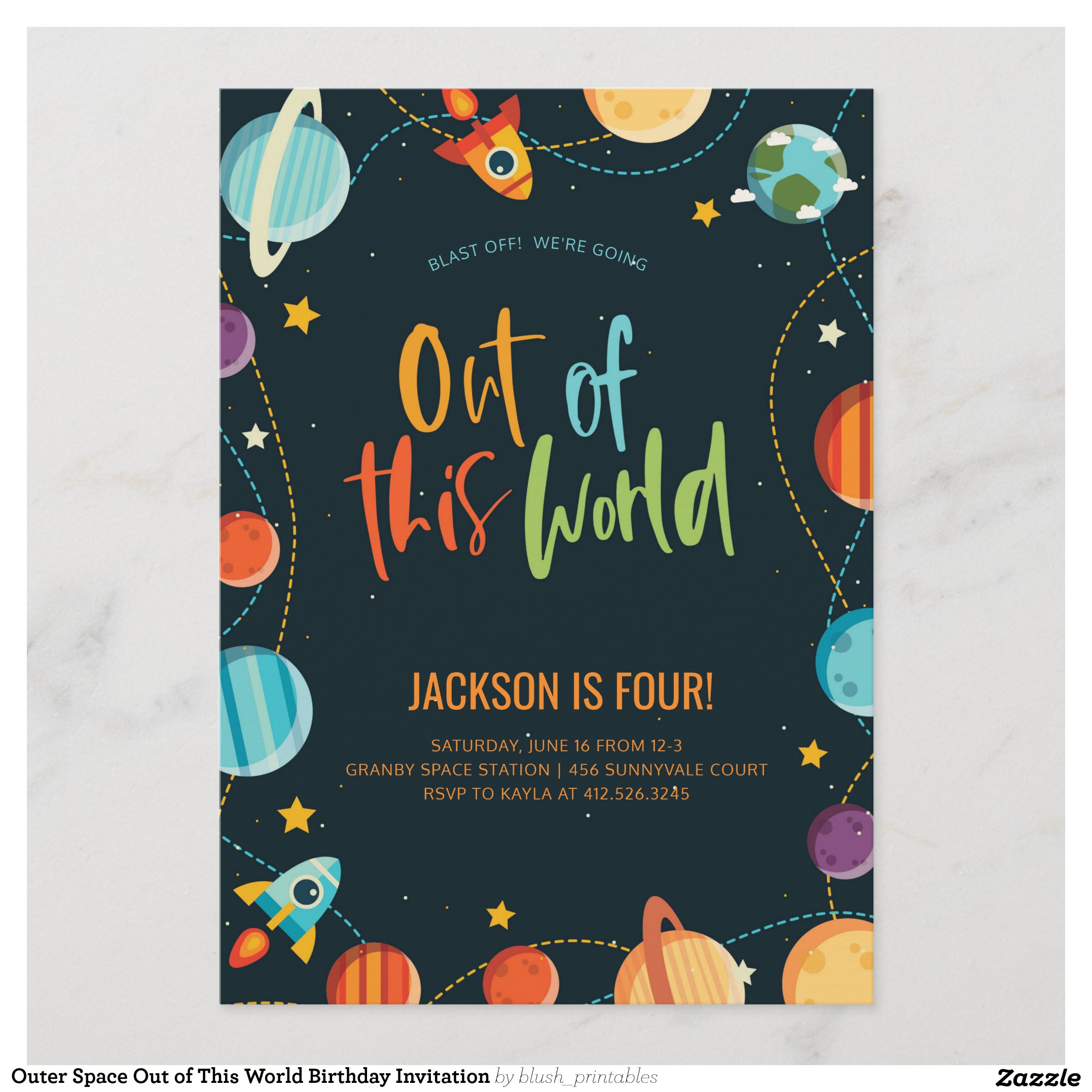 Outer Space Out of This World Birthday Invitation
