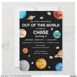 Outer Space - Out of this World Kids Birthday Invitation