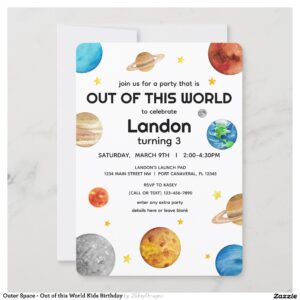 Outer Space - Out of this World Kids Birthday Invitation