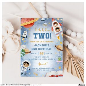 Outer Space Planets 2nd Birthday Party Invitation