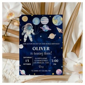 Outer Space Planets Boy Birthday Invitation