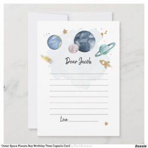 Outer Space Planets Boy Birthday Time Capsule Card