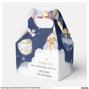 Outer Space Planets Boy Galaxy First Trip Birthday Favor Boxes