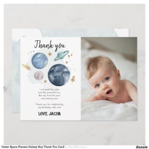 Outer Space Planets Galaxy Boy Thank You Card