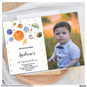 Outer Space Planets Invitations with photo