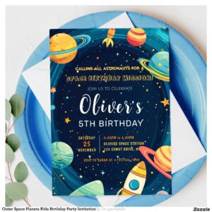 Outer Space Planets Kids Birthday Party Invitation