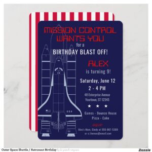 Outer Space Shuttle / Astronaut Birthday Invitation
