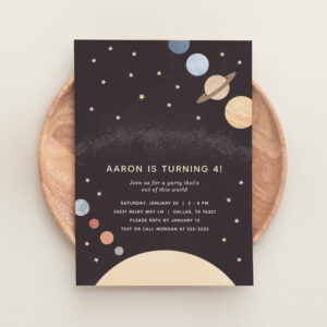 Outer Space Solar System Birthday Party Invitation