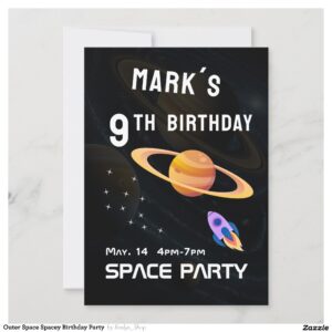 Outer Space Spacey Birthday Party Invitation