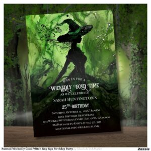 Painted Wickedly Good Witch Any Age Birthday Party Invitation