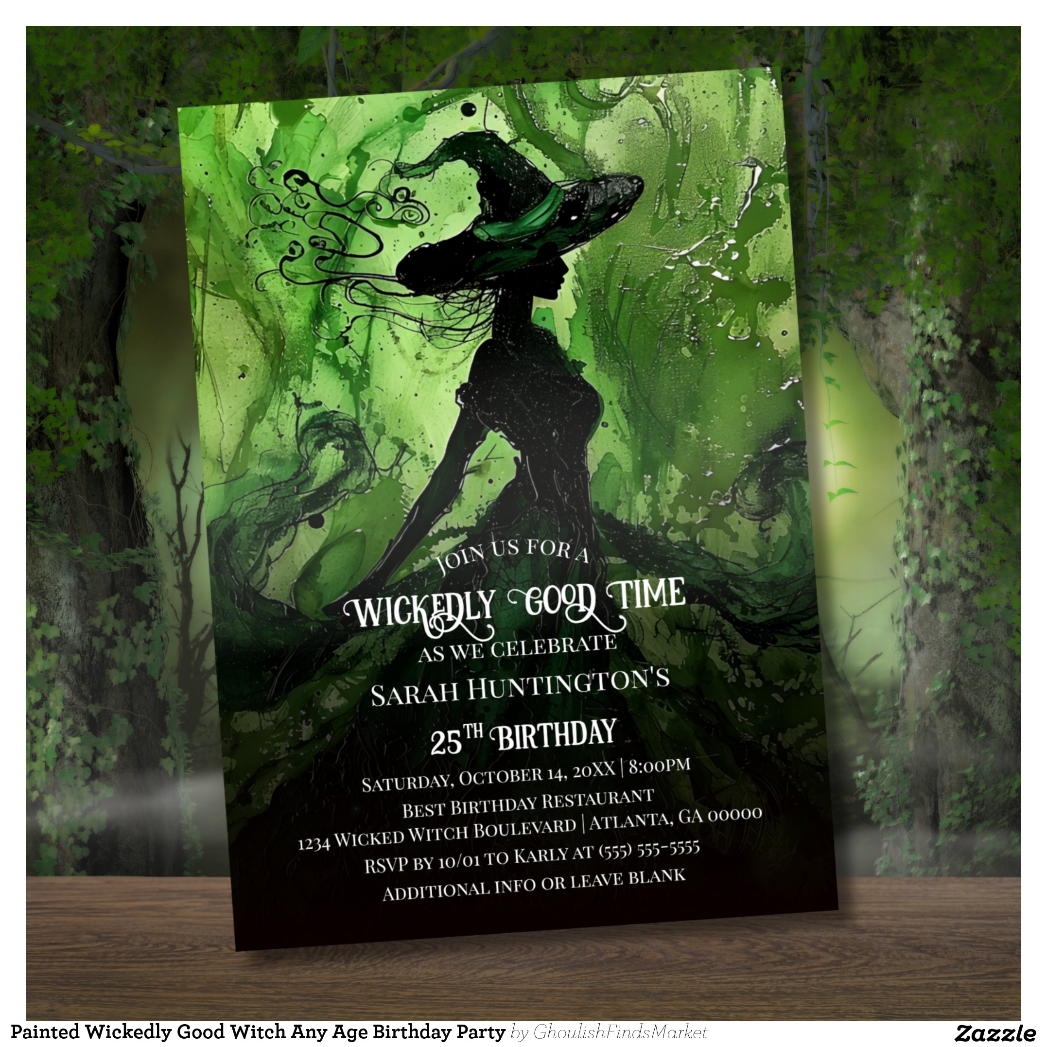 Painted Wickedly Good Witch Any Age Birthday Party Invitation