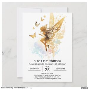 Pastel Butterfly Fairy Birthday Invitation