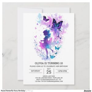 Pastel Butterfly Fairy Birthday Invitation