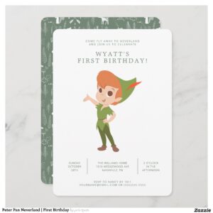 Peter Pan Neverland First Birthday Invitation